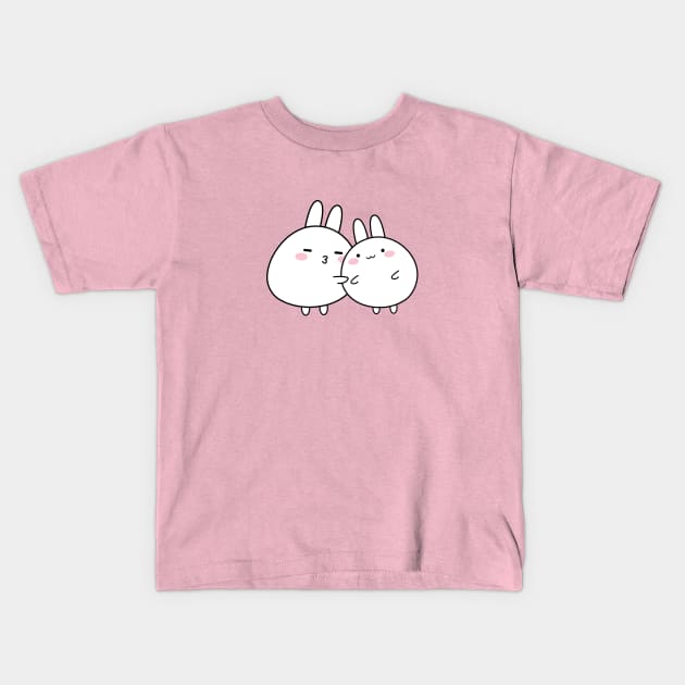 Cute rabbit couple, Cute white rabbit, Valentines day, Cute sticker, Kawaii rabbit Kids T-Shirt by KristinityArt